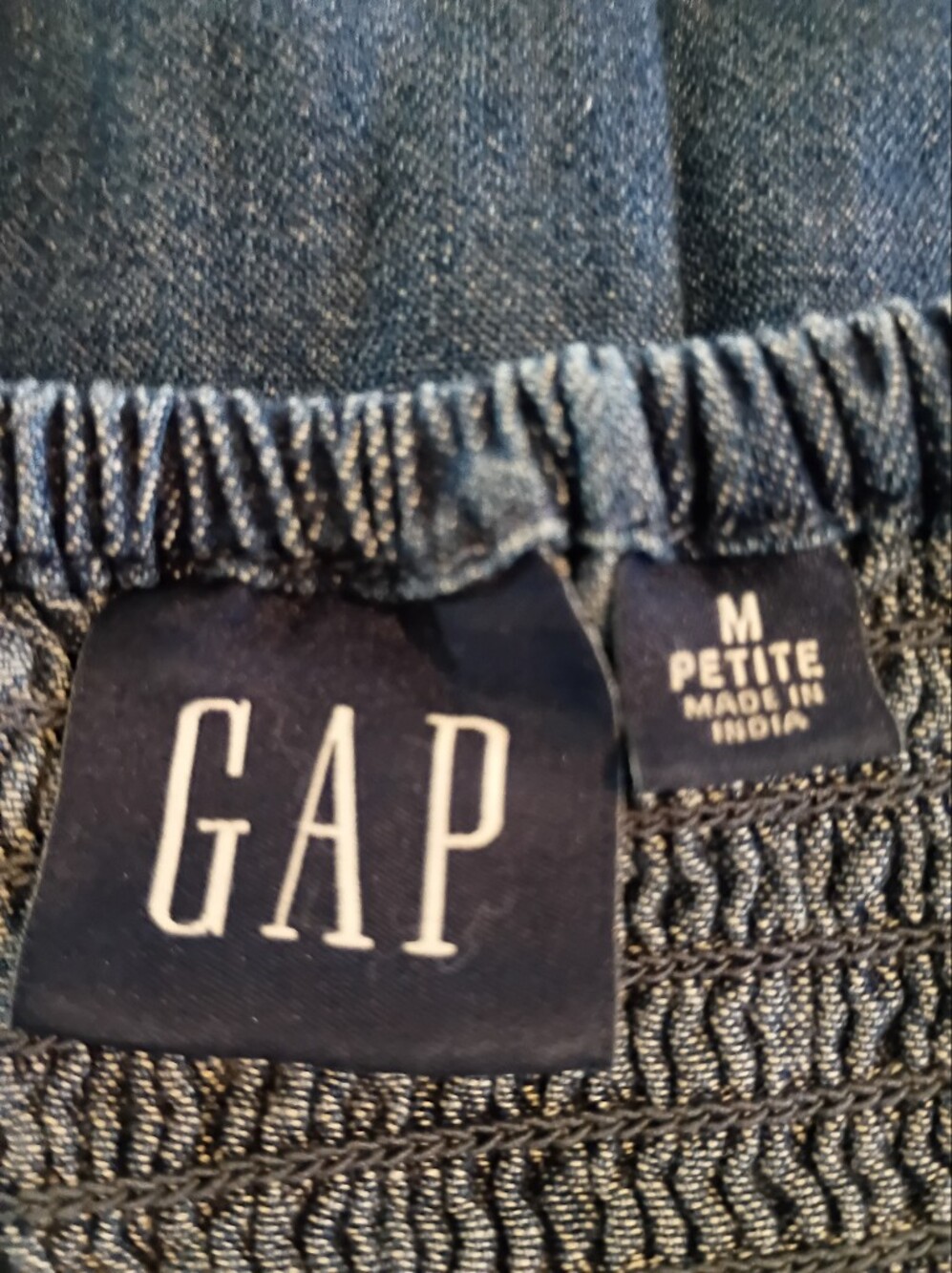 GAP- Tie-Front Spaghetti Strap Tiered Maxi Dress Dark Blue Soft Denim Sz Med/Pet - Picture 2 of 11